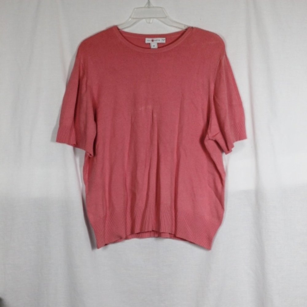 Real Clothes Pink Women's Knit Top Blouse Short Sleeve 2X 042